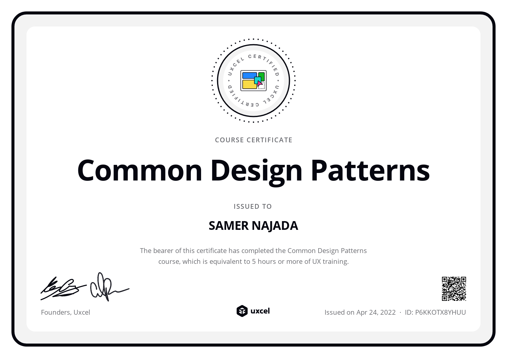 SAMER NAJADA's certificate